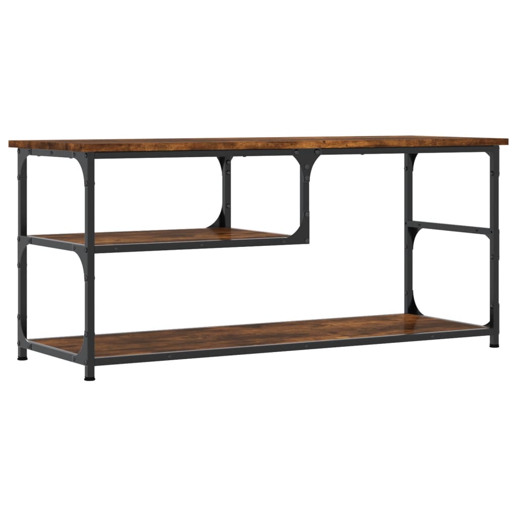Meuble TV chêne fumé 103x38x46,5 cm en bois et acier