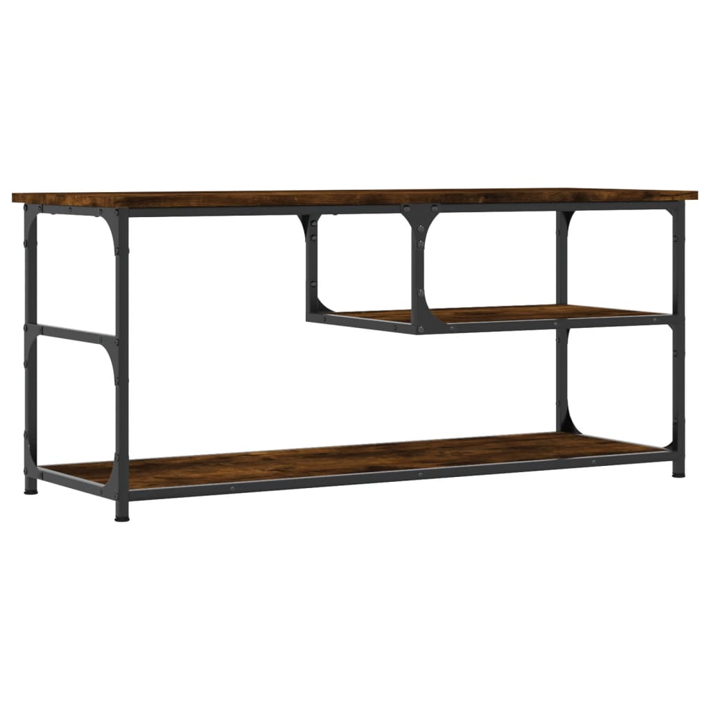 Meuble TV chêne fumé 103x38x46,5 cm en bois et acier
