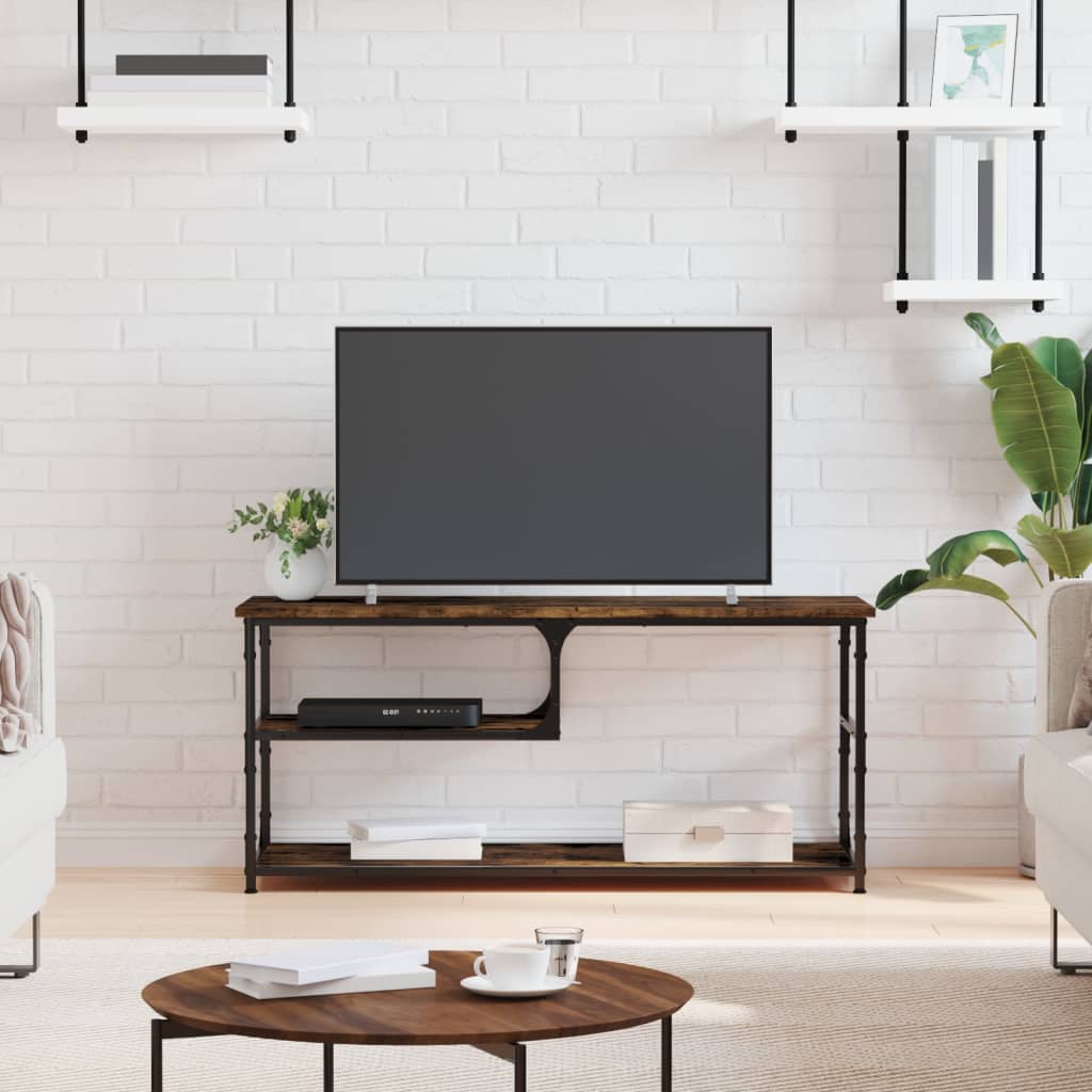 Meuble TV chêne fumé 103x38x46,5 cm en bois et acier