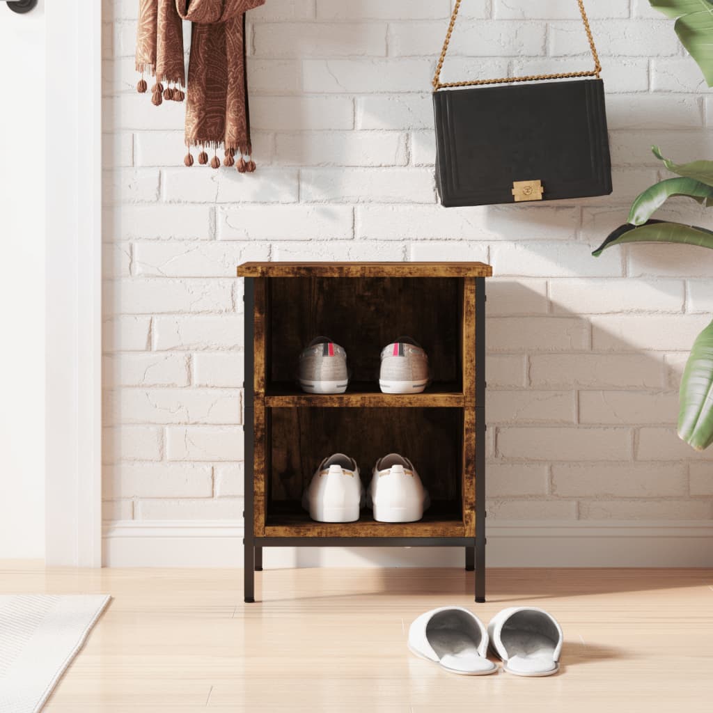 Shoe rack smoked oak 38x35x50 cm wood material
