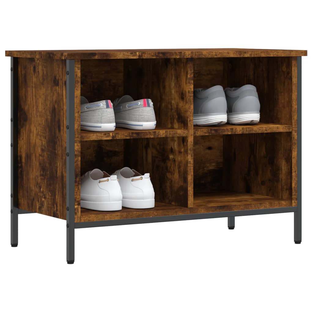 Shoe rack smoked oak 69x35x50 cm wood material