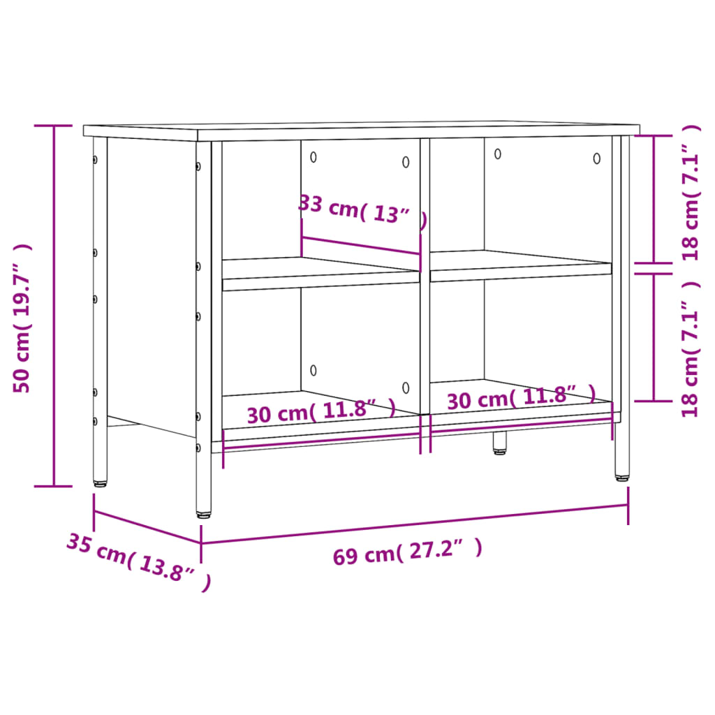 Shoe rack smoked oak 69x35x50 cm wood material