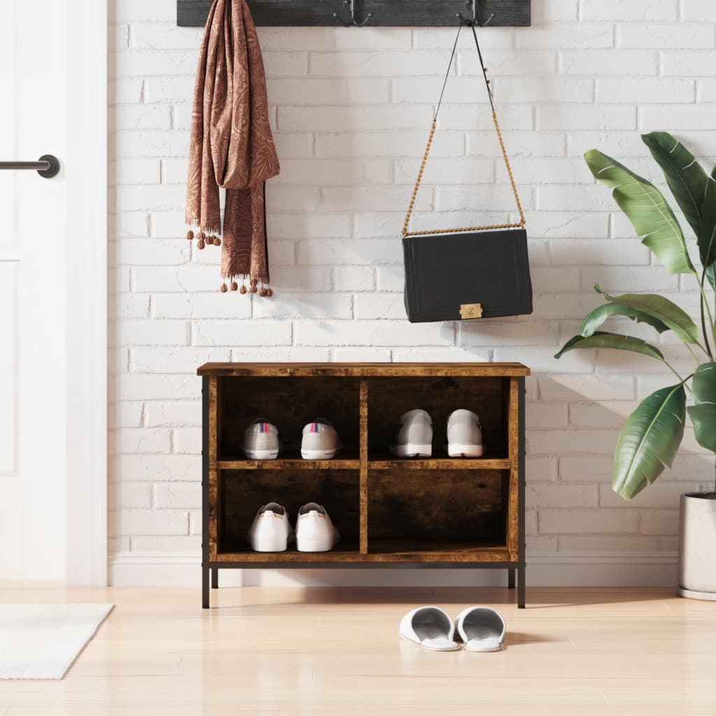 Shoe rack smoked oak 69x35x50 cm wood material