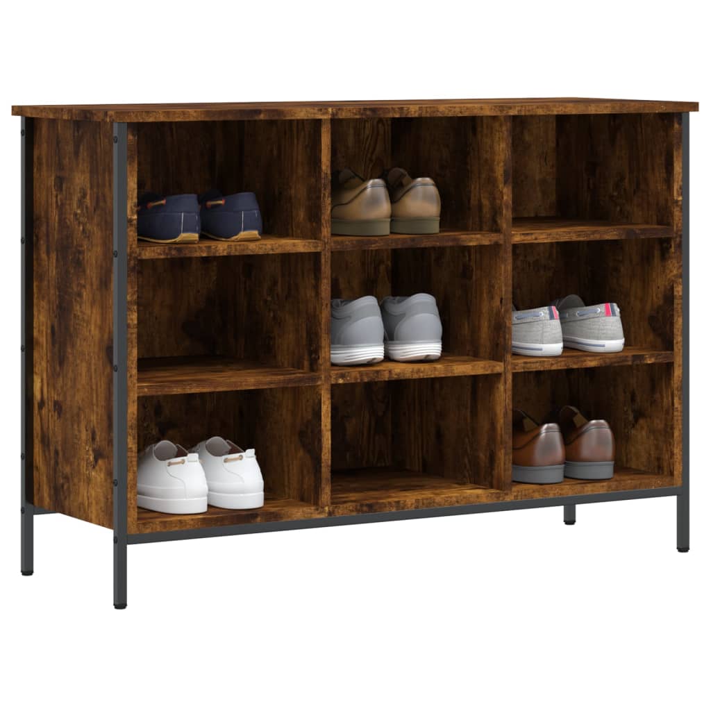 Shoe rack smoked oak 100x35x70 cm wood material