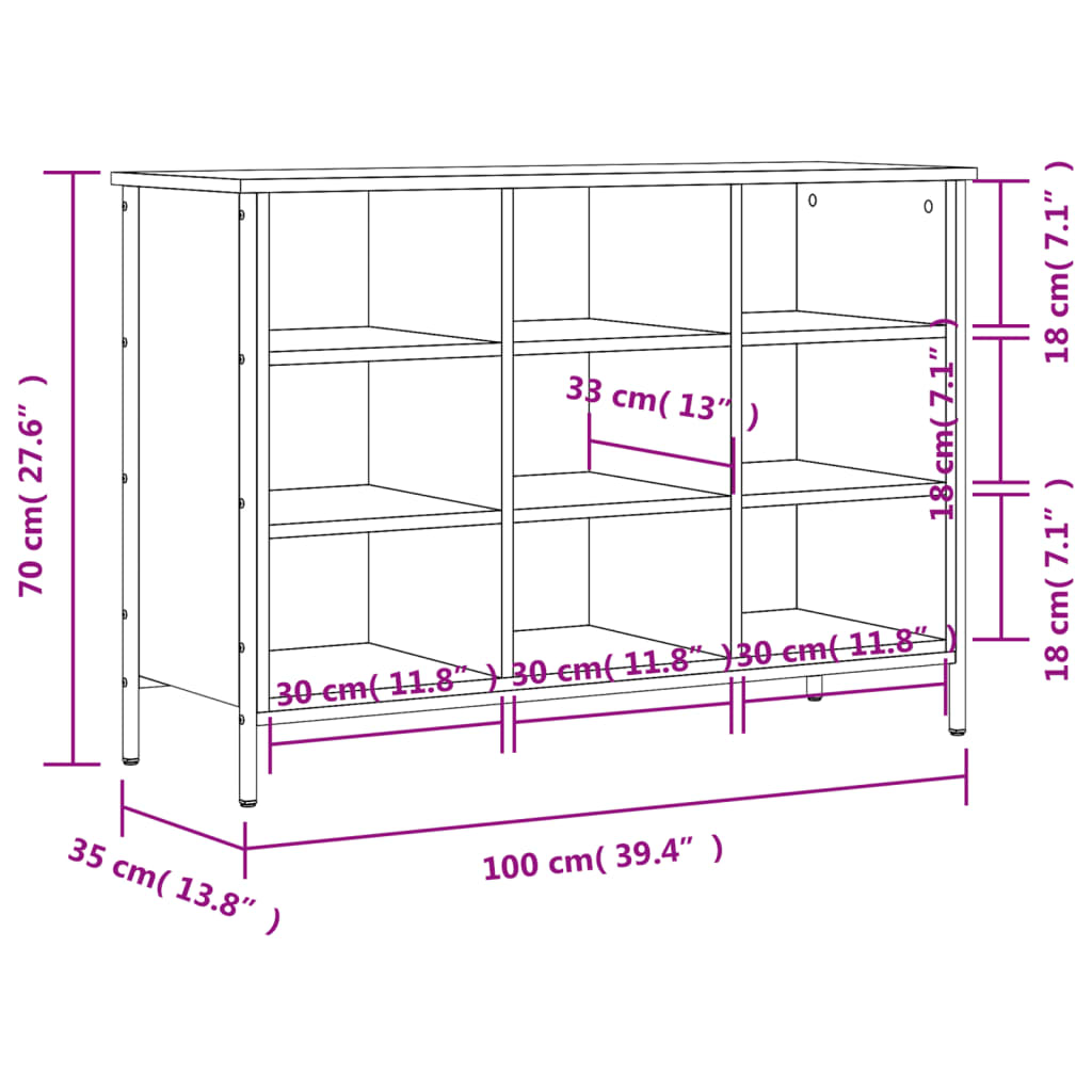 Shoe rack smoked oak 100x35x70 cm wood material