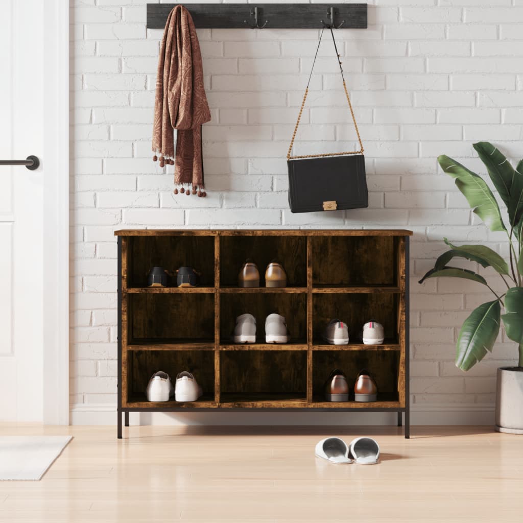 Shoe rack smoked oak 100x35x70 cm wood material
