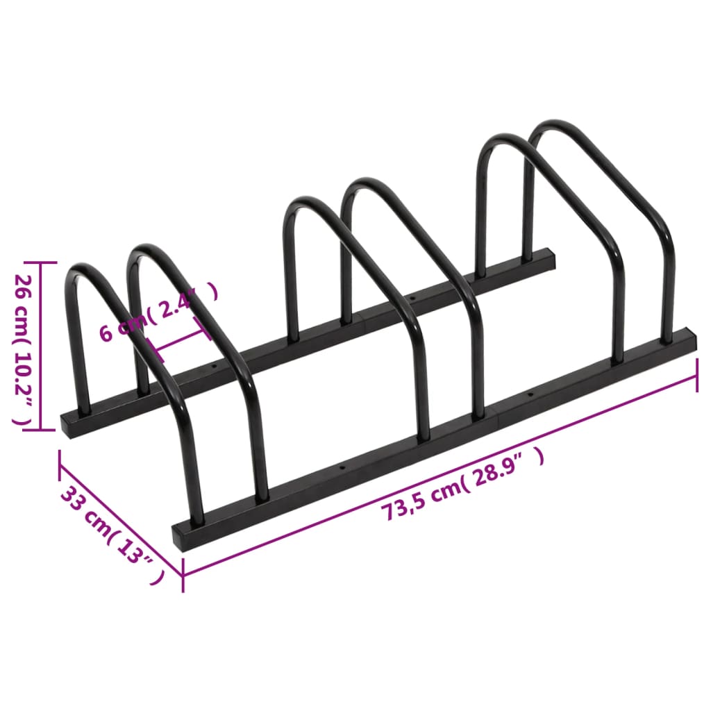 Support à vélo pour 3 vélos, acier noir