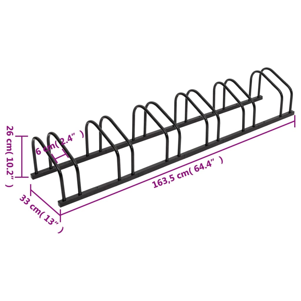 Support à vélo pour 6 vélos, acier noir
