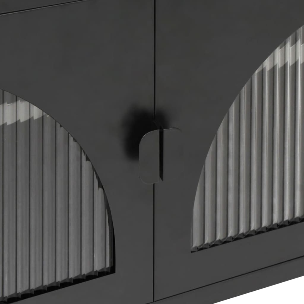 Meuble TV noir 105x35x50 cm verre et acier