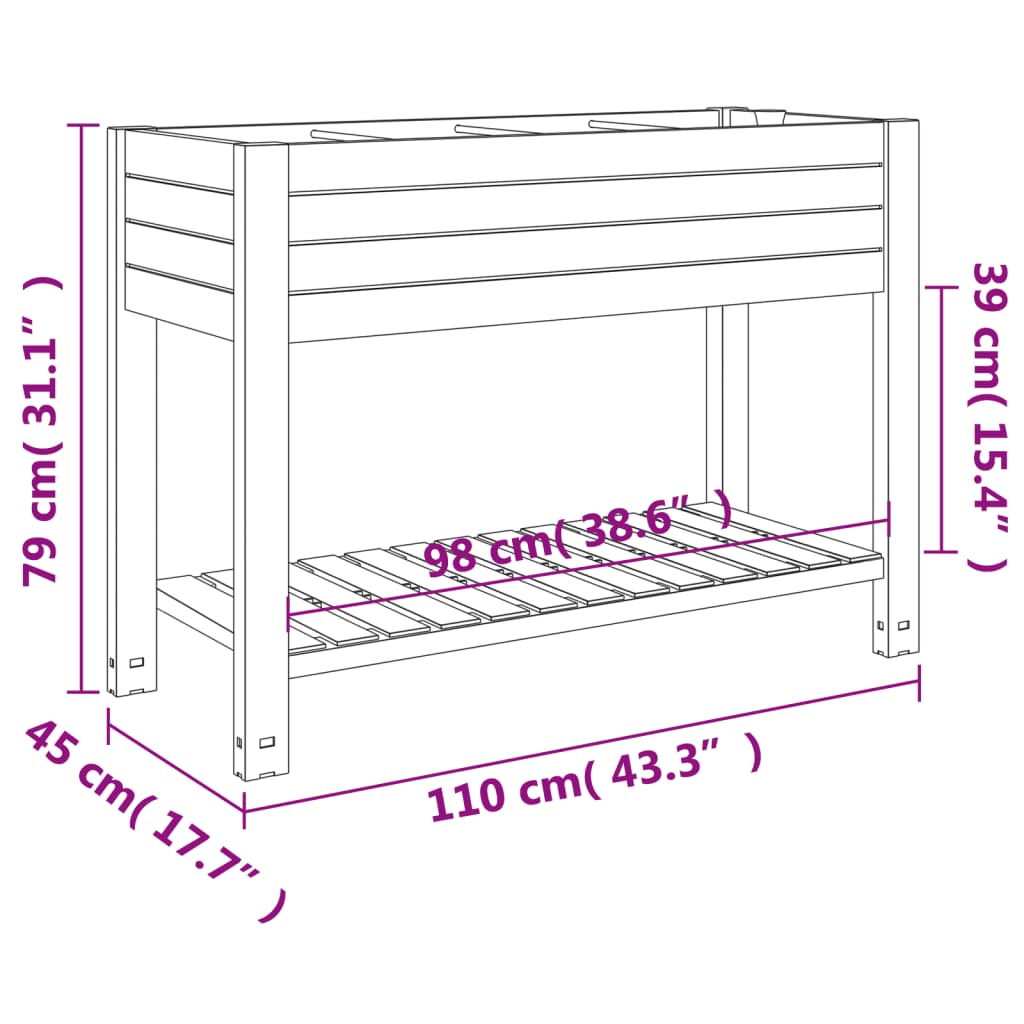 Raised Bed White 110x45x79 cm Polypropylene