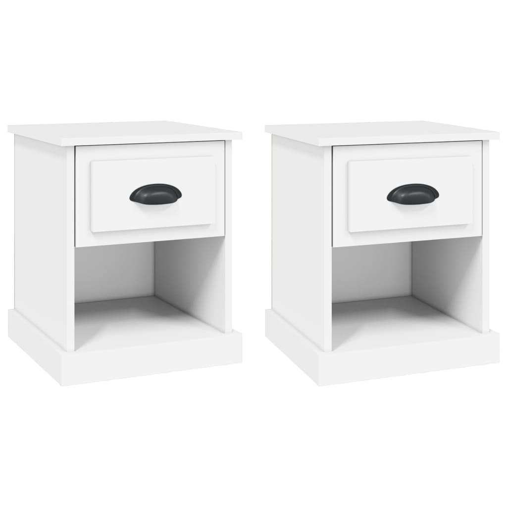 Tables de chevet 2 pcs. Blanc 39x39x47,5 cm en bois