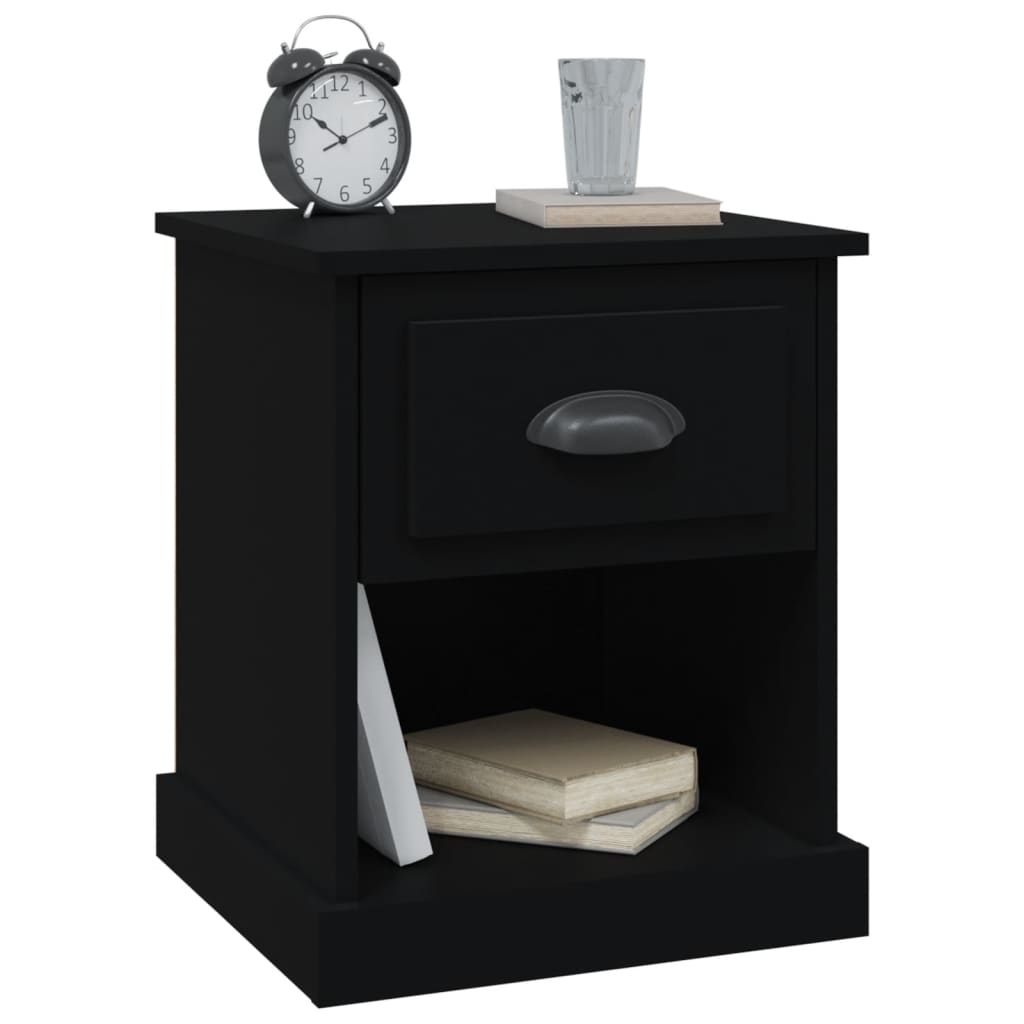 Bedside Table Black 39x39x47.5 cm Wood Material