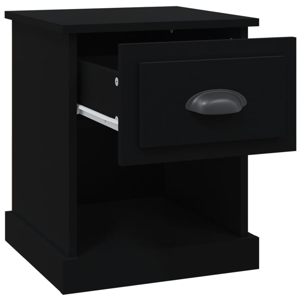 Bedside Table Black 39x39x47.5 cm Wood Material