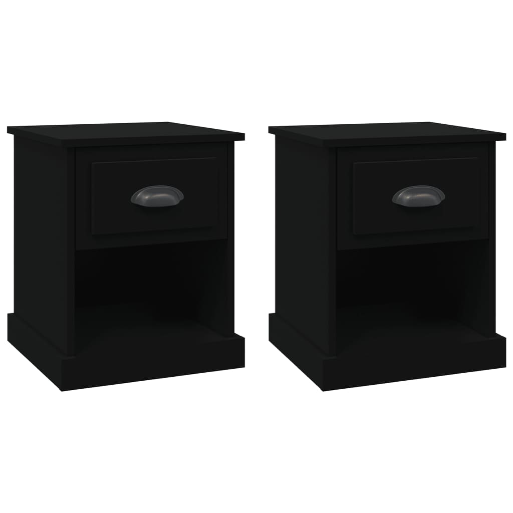 Tables de chevet 2 pcs. Noir 39x39x47,5 cm en bois