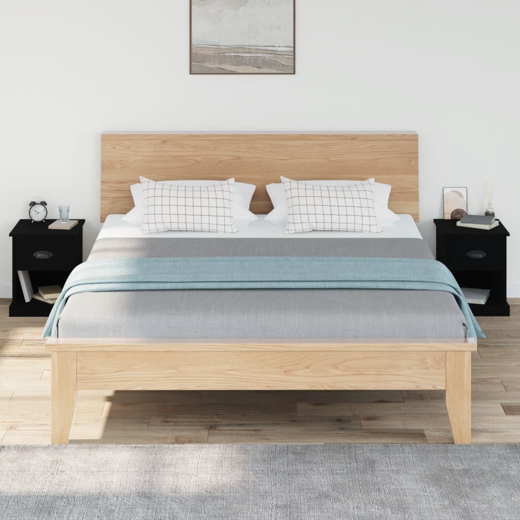 Tables de chevet 2 pcs. Noir 39x39x47,5 cm en bois