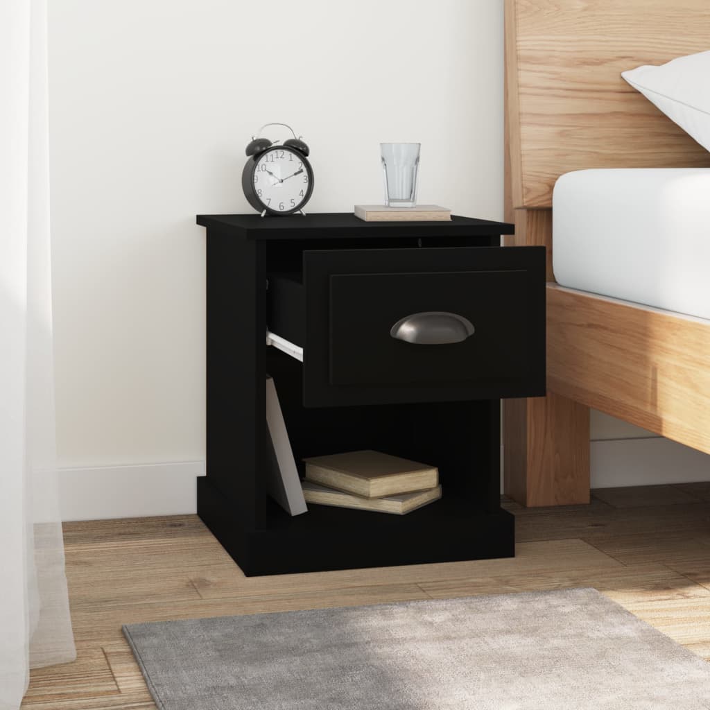 Tables de chevet 2 pcs. Noir 39x39x47,5 cm en bois