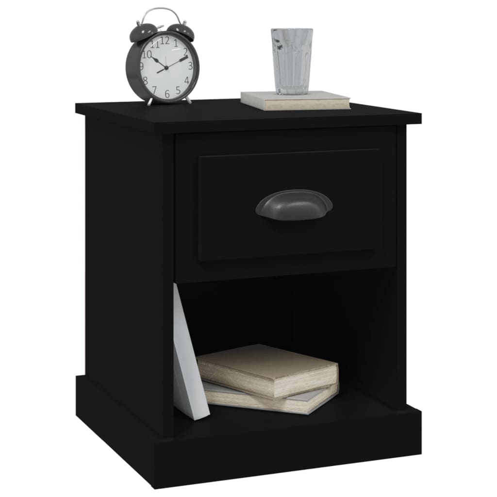 Tables de chevet 2 pcs. Noir 39x39x47,5 cm en bois