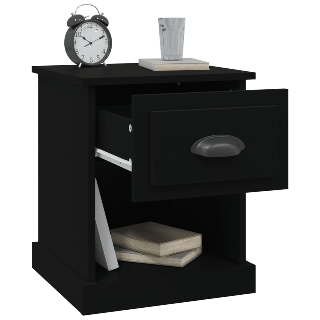 Tables de chevet 2 pcs. Noir 39x39x47,5 cm en bois