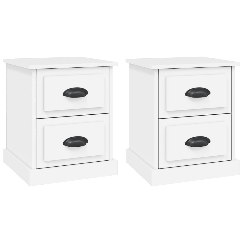 Tables de chevet 2 pcs. Blanc 39x39x47,5 cm en bois