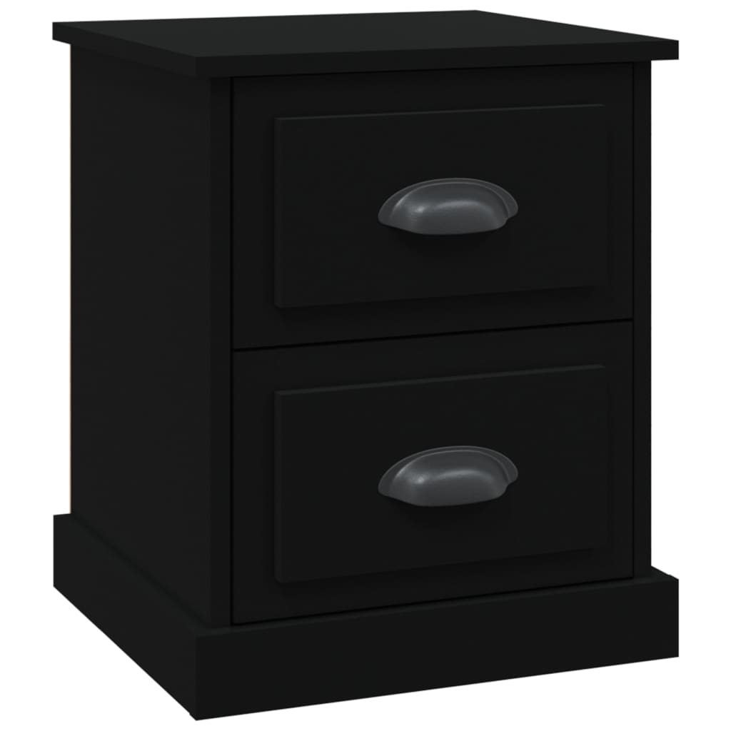 Bedside Table Black 39x39x47.5 cm Wood Material