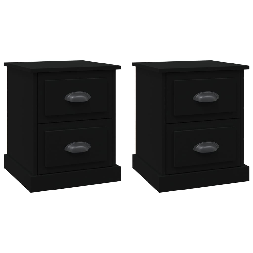 Tables de chevet 2 pcs. Noir 39x39x47,5 cm en bois