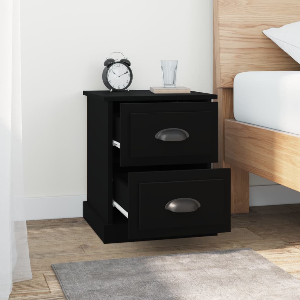 Tables de chevet 2 pcs. Noir 39x39x47,5 cm en bois
