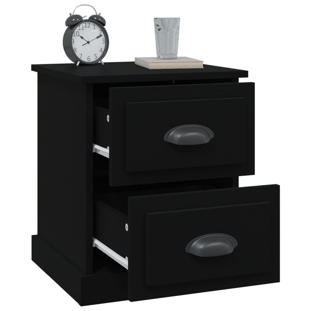 Tables de chevet 2 pcs. Noir 39x39x47,5 cm en bois