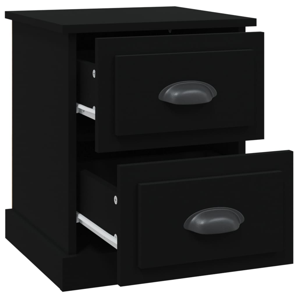 Tables de chevet 2 pcs. Noir 39x39x47,5 cm en bois