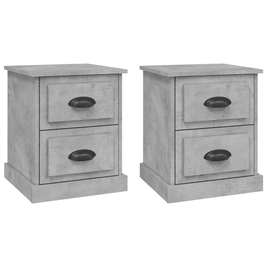 Bedside tables 2 pcs. Concrete grey 39x39x47.5 cm wood material