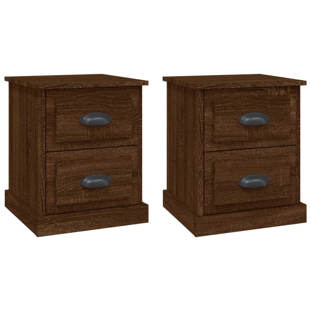 Bedside tables 2 pcs. Brown Oak 39x39x47.5 cm Wood material