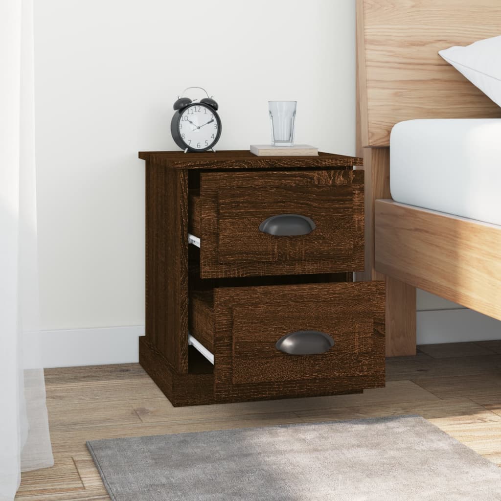 Bedside tables 2 pcs. Brown Oak 39x39x47.5 cm Wood material