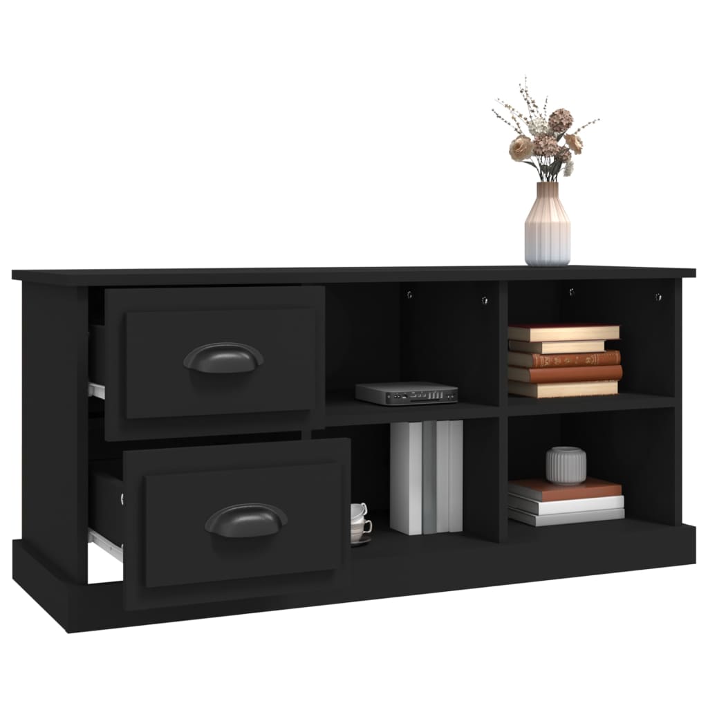 Meuble TV noir 102x35,5x47,5 cm en bois