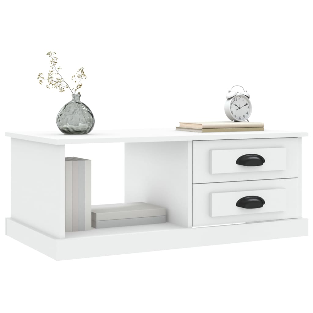 Table basse blanche 90x50x35 cm en bois