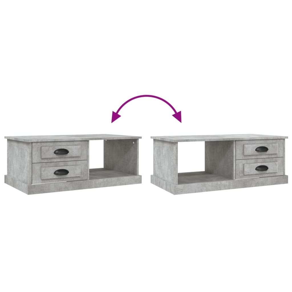 Table basse en béton gris 90x50x35 cm en bois