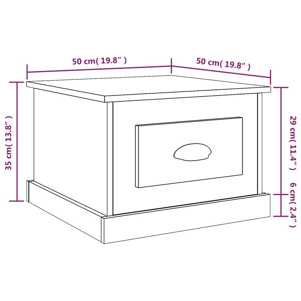 Couchtisch Räuchereiche 50x50x35 cm Holzwerkstoff