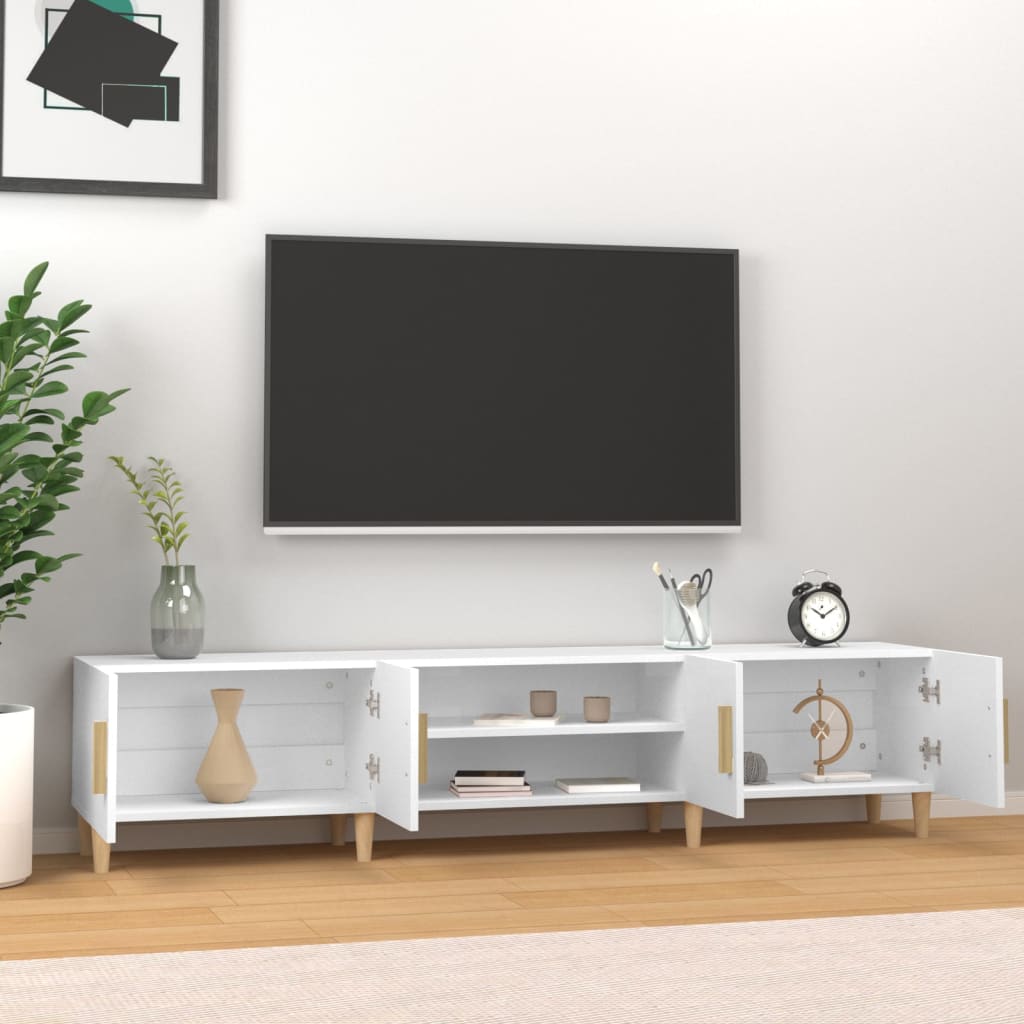 Meuble TV blanc 180x31,5x40 cm en bois