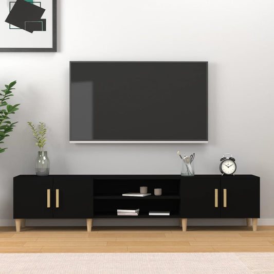 Meuble TV noir 180x31,5x40 cm en bois