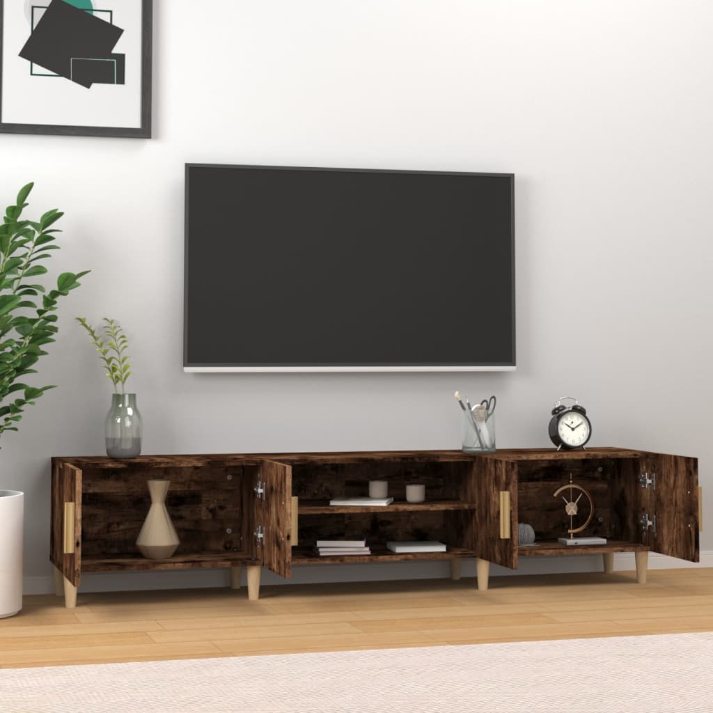 Meuble TV chêne fumé 180x31,5x40 cm matériau bois
