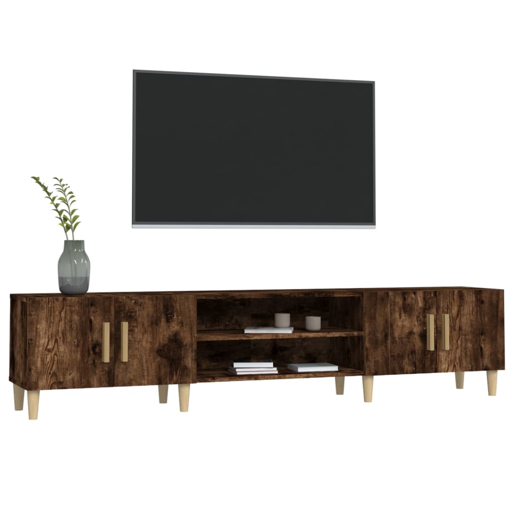 Meuble TV chêne fumé 180x31,5x40 cm matériau bois