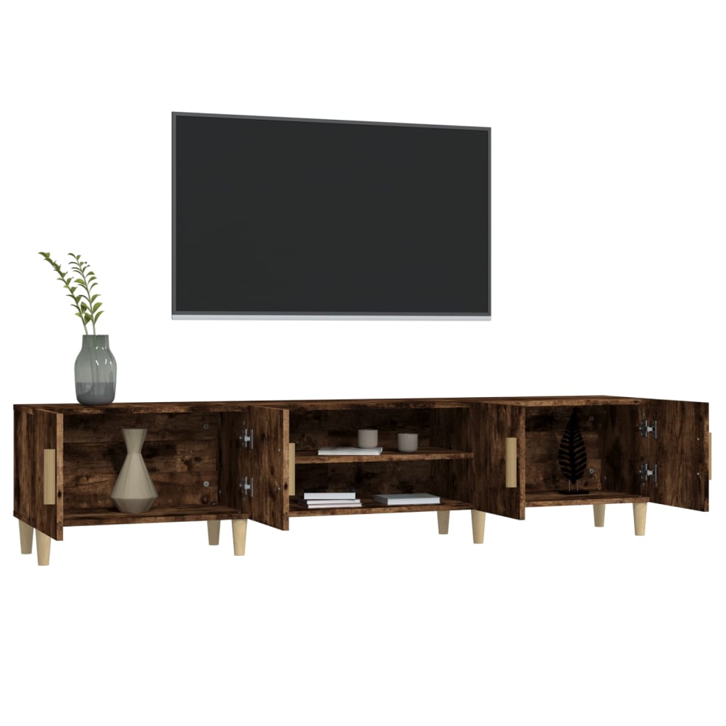 Meuble TV chêne fumé 180x31,5x40 cm matériau bois
