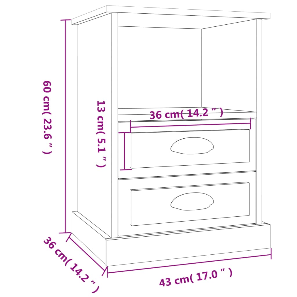 Tables de chevet 2 pièces Blanc 43x36x60 cm