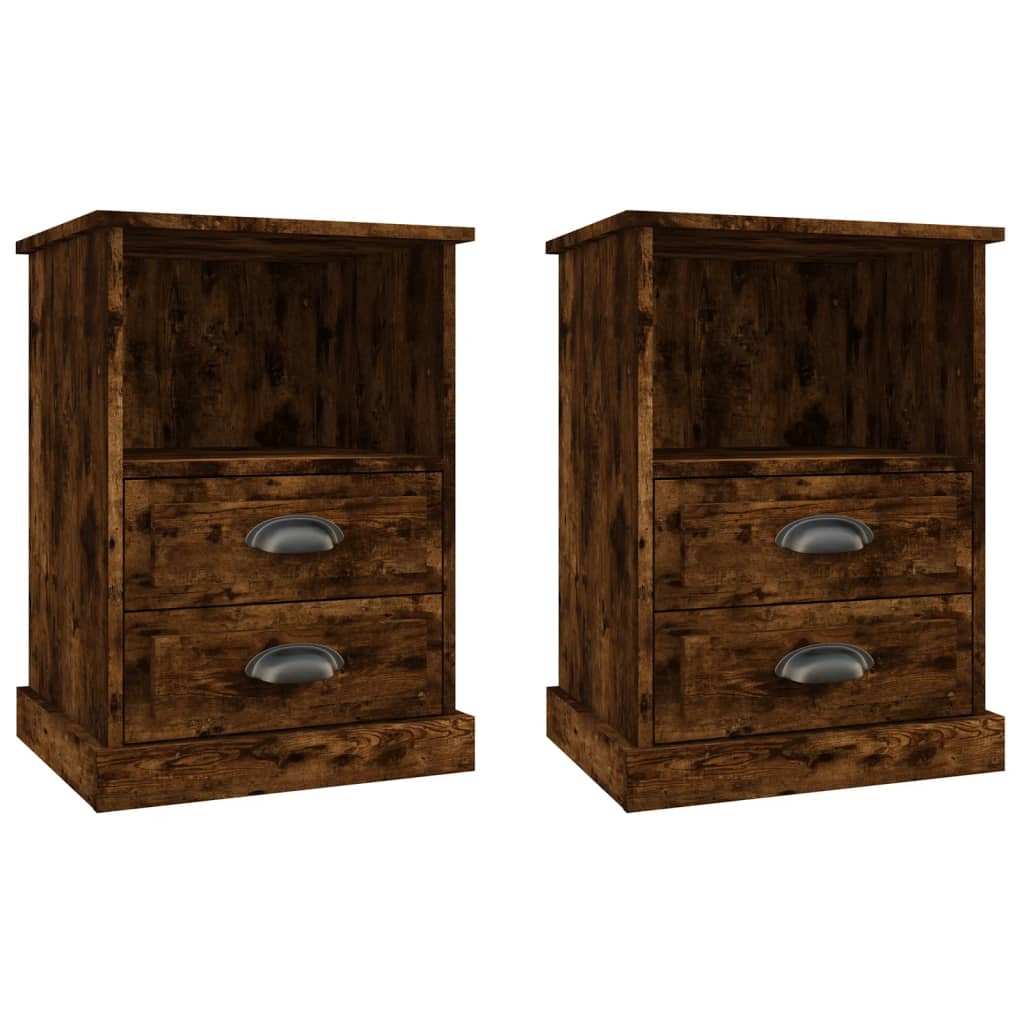 Tables de chevet 2 pcs. chêne fumé 43x36x60 cm