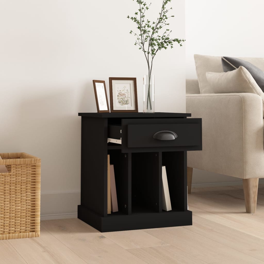Bedside Table Black 43x36x50 cm