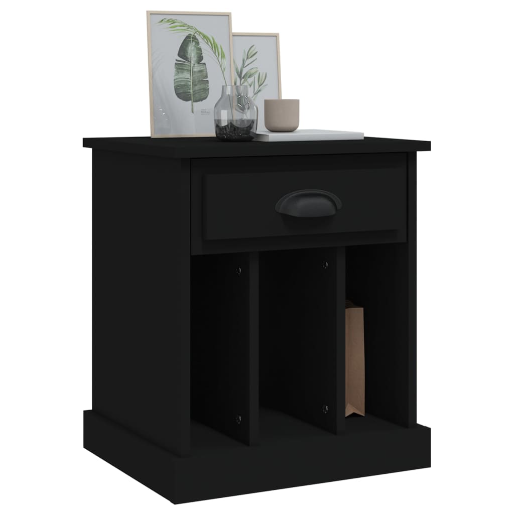 Bedside Table Black 43x36x50 cm