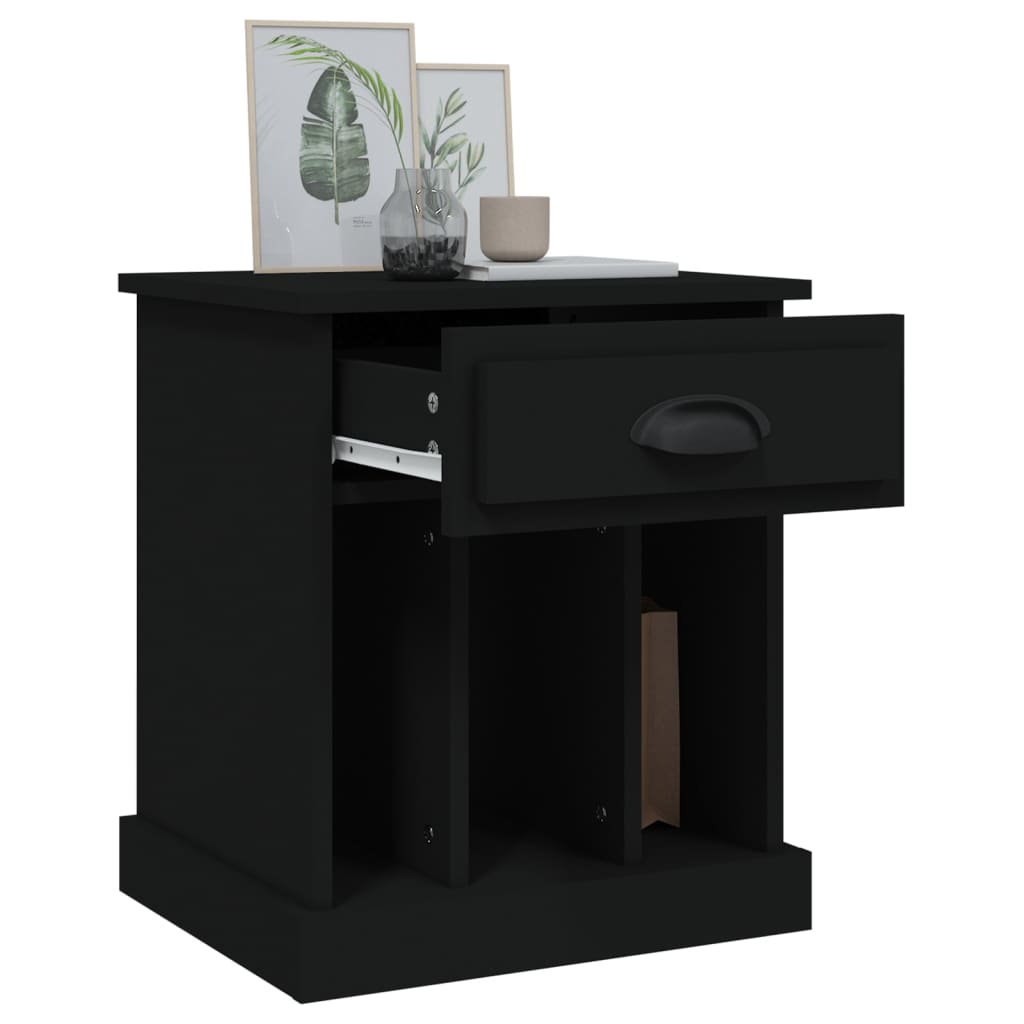 Bedside Table Black 43x36x50 cm