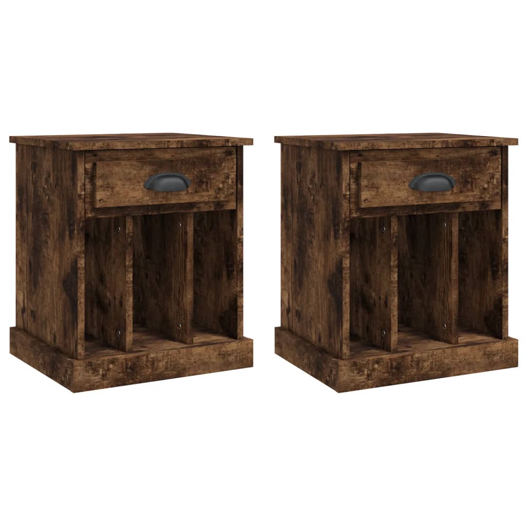 Tables de chevet 2 pcs. chêne fumé 43x36x50 cm