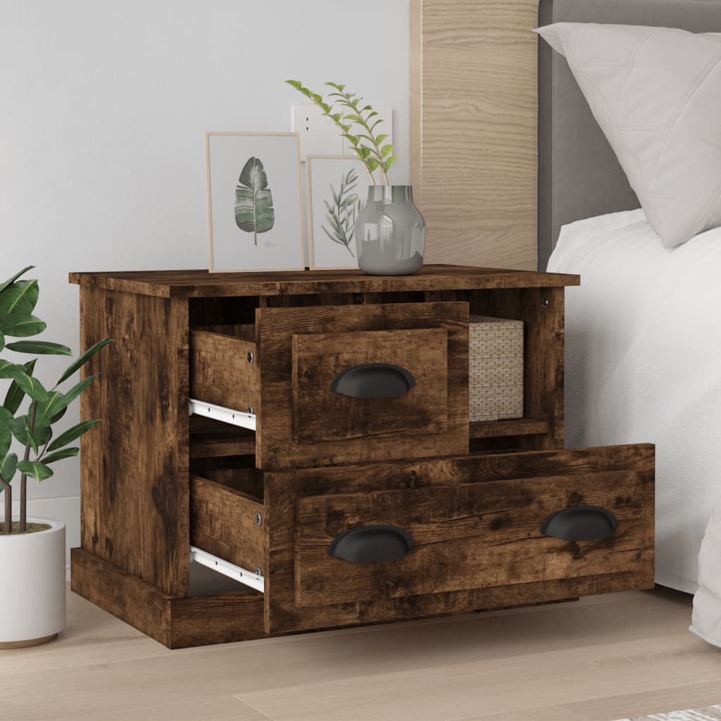 Bedside table smoked oak 60x39x45 cm