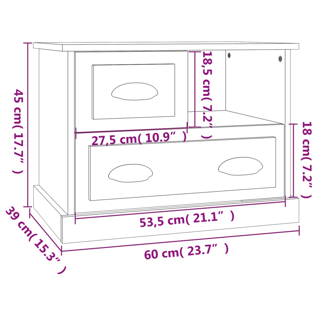 Bedside table smoked oak 60x39x45 cm