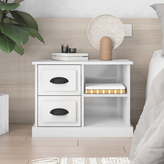 Bedside table high-gloss white 60x35.5x45 cm