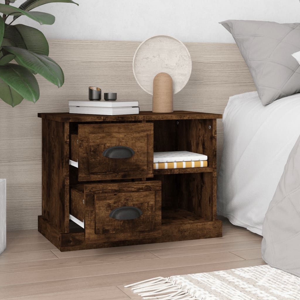 Bedside table smoked oak 60x35.5x45 cm